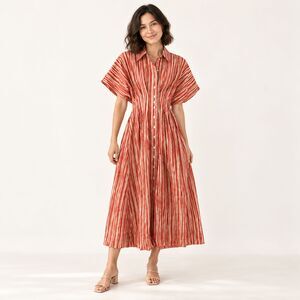 NWT Anthropologie Exquise Tobie Red Cream Stripe Midi Dress XXS Petite